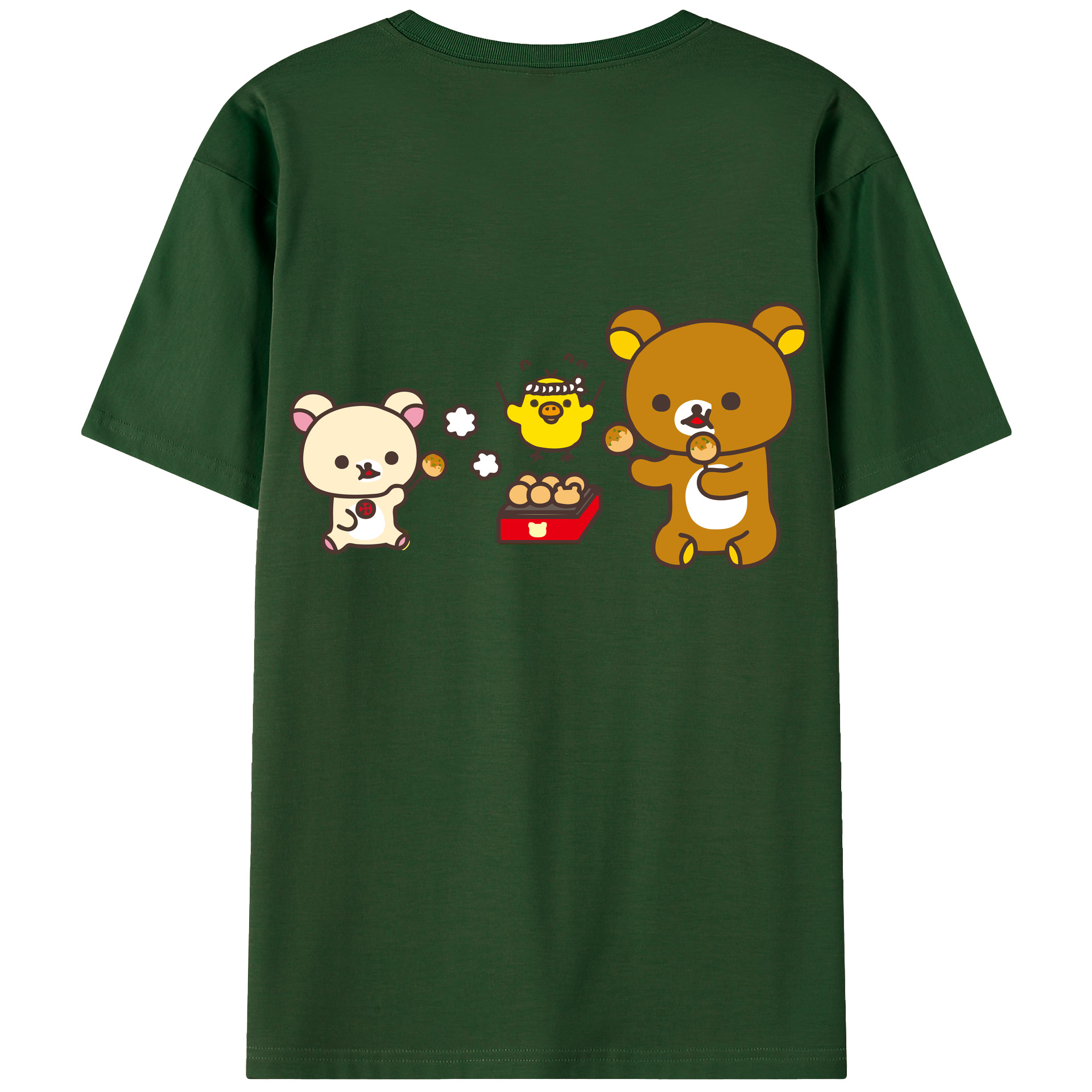 （画像用） リラックマ リラックマ キイロイトリ Rilakkuma Korilakkuma Kiiroitori 綿100％半袖Tシャツ（背面プリント）